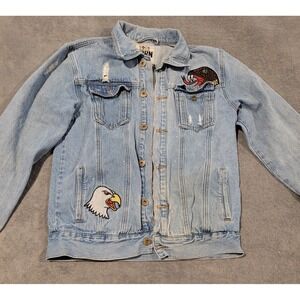 Born Fly Gadwall Tint Wash Embroidered Denim Jean Jacket 100% Cotton Size Medium